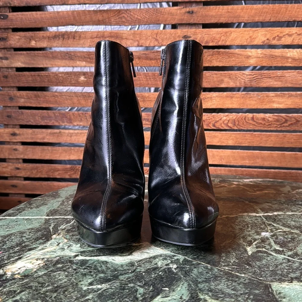 Jessica Simpson crackle patent platform heeled booties 9.5 M 39.5  JS-ZAMIA - Picture 2 of 12